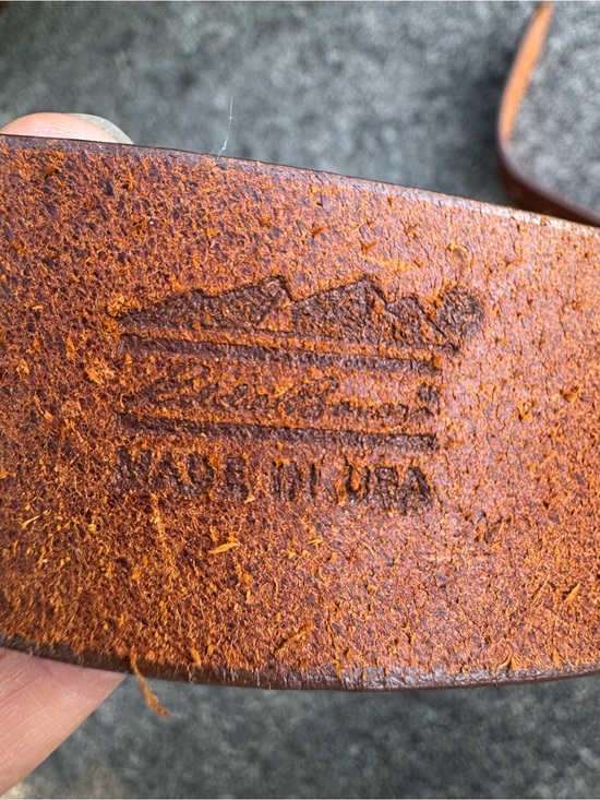 Vintage 90s Eddie Bauer Brown Leather Belt with Distressed Silver Buckle main image 13